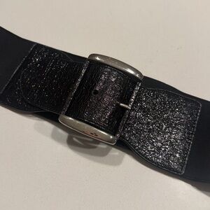 Express Stretch Wide Belt Black Silver Buckle size XS Small